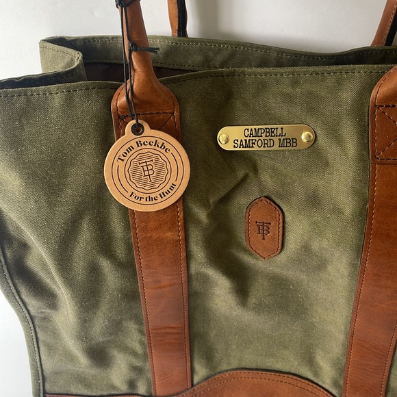 TOM BECKBE Carryall Tote Bag Waxed Field Canvas SAWGRASS COLOR UNISEX NWT - Picture 4 of 10